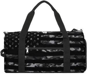 American Flag Sport Gym Duffle Travel Bag with Shoe Compartment,Wet Pocket for Men and Women