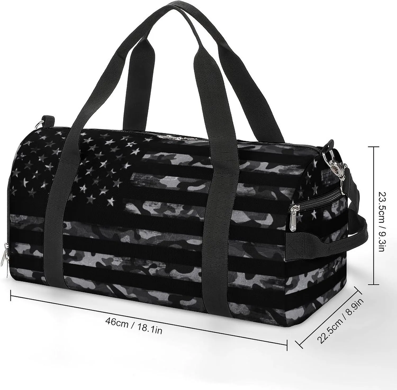 American Flag Sport Gym Duffle Travel Bag with Shoe Compartment,Wet Pocket for Men and Women