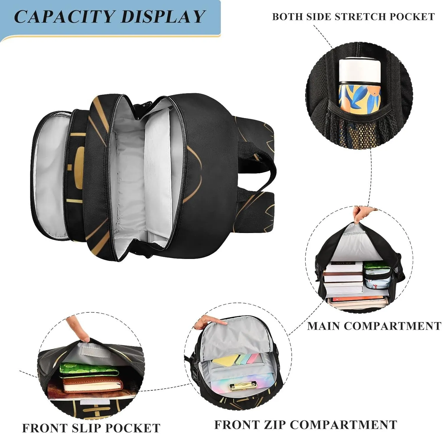 American Football Gold School Backpack Lightweight Laptop Backpack Student Travel Daypack with Reflective Stripes