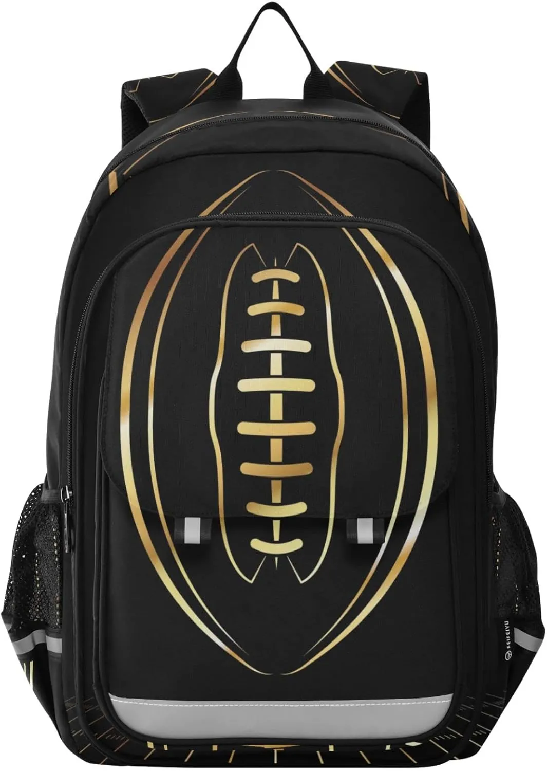 American Football Gold School Backpack Lightweight Laptop Backpack Student Travel Daypack with Reflective Stripes