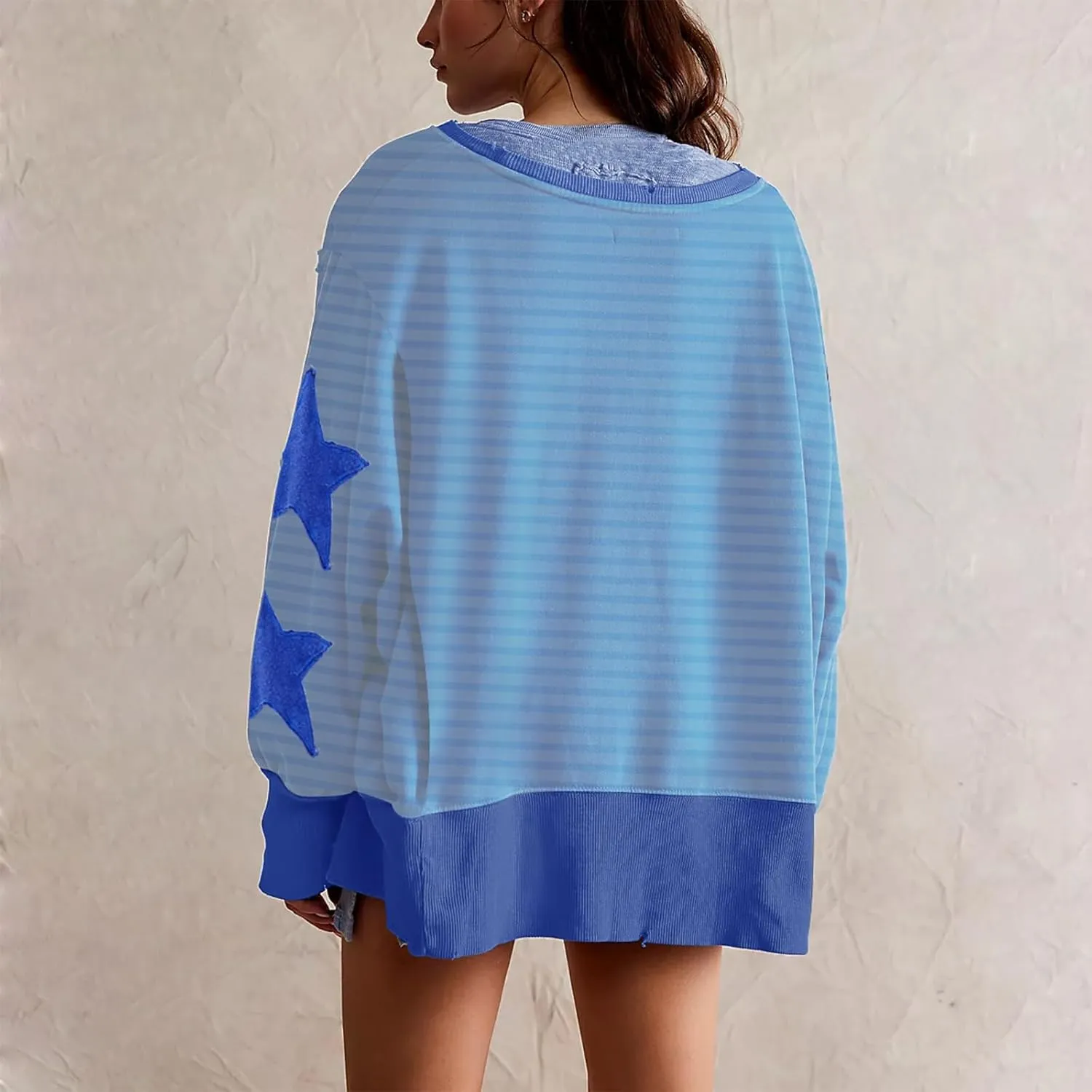 Amiblvowa Y2K Oversized Sweatshirt for Women Cute Star Graphic Long Sleeve Crewneck Sweatshirt Aesthetic Pullover Jackets