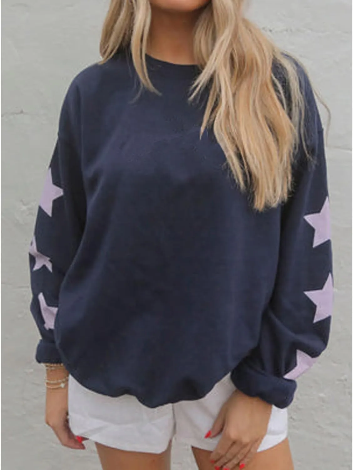 Amiblvowa Y2K Oversized Sweatshirt for Women Cute Star Graphic Long Sleeve Crewneck Sweatshirt Aesthetic Pullover Jackets