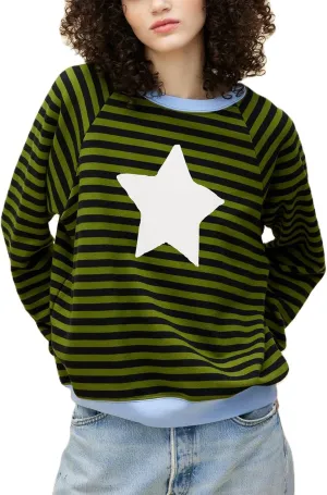 Amiblvowa Y2K Oversized Sweatshirt for Women Cute Star Graphic Long Sleeve Crewneck Sweatshirt Aesthetic Pullover Jackets