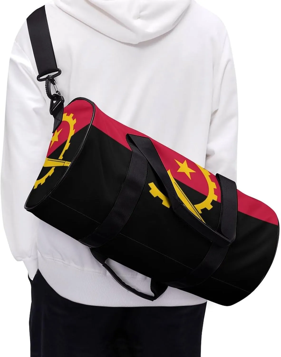 Angola Flag Large Capacity Gym Duffel Bag for Men Women Dry Wet Separation Travel Overnight