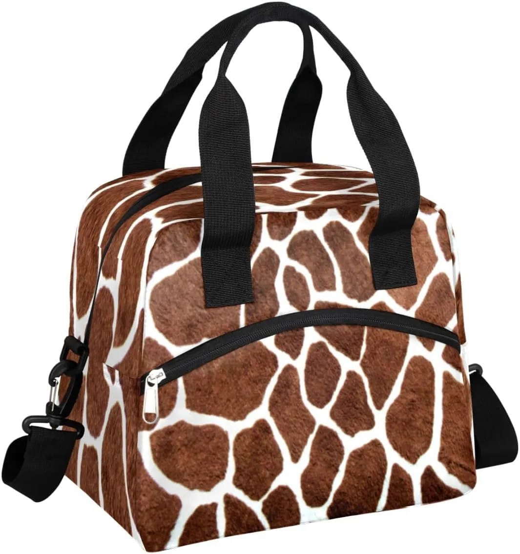 Animal Giraffe Skin Print Insulated Lunch Bag for Women Men Reusable Lunch Box Cooler Bag Large Leakproof Lunch Tote with Adjustable Shoulder Strap for Adult Work Picnic Camping Beach Office