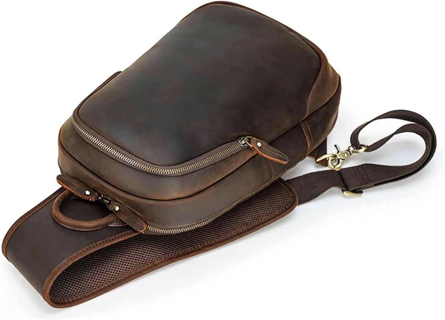 Anti Theft Chest Bag Leather Sling Bag Crossbody Shoulder Bag Chest Pack Daypack for Outdoor Sport Travel