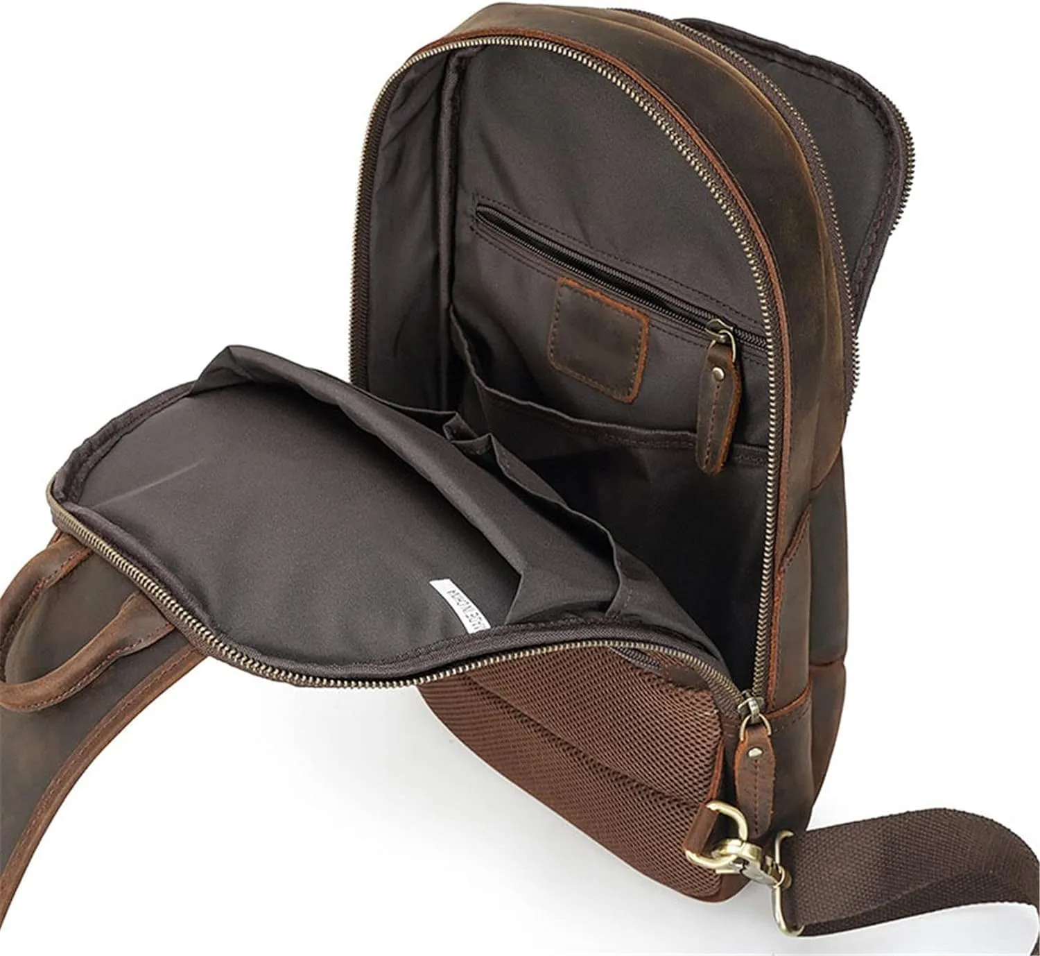 Anti Theft Chest Bag Leather Sling Bag Crossbody Shoulder Bag Chest Pack Daypack for Outdoor Sport Travel