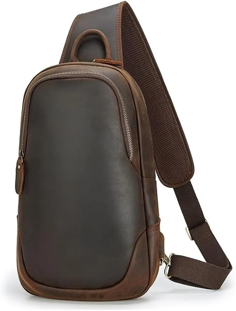 Anti Theft Chest Bag Leather Sling Bag Crossbody Shoulder Bag Chest Pack Daypack for Outdoor Sport Travel