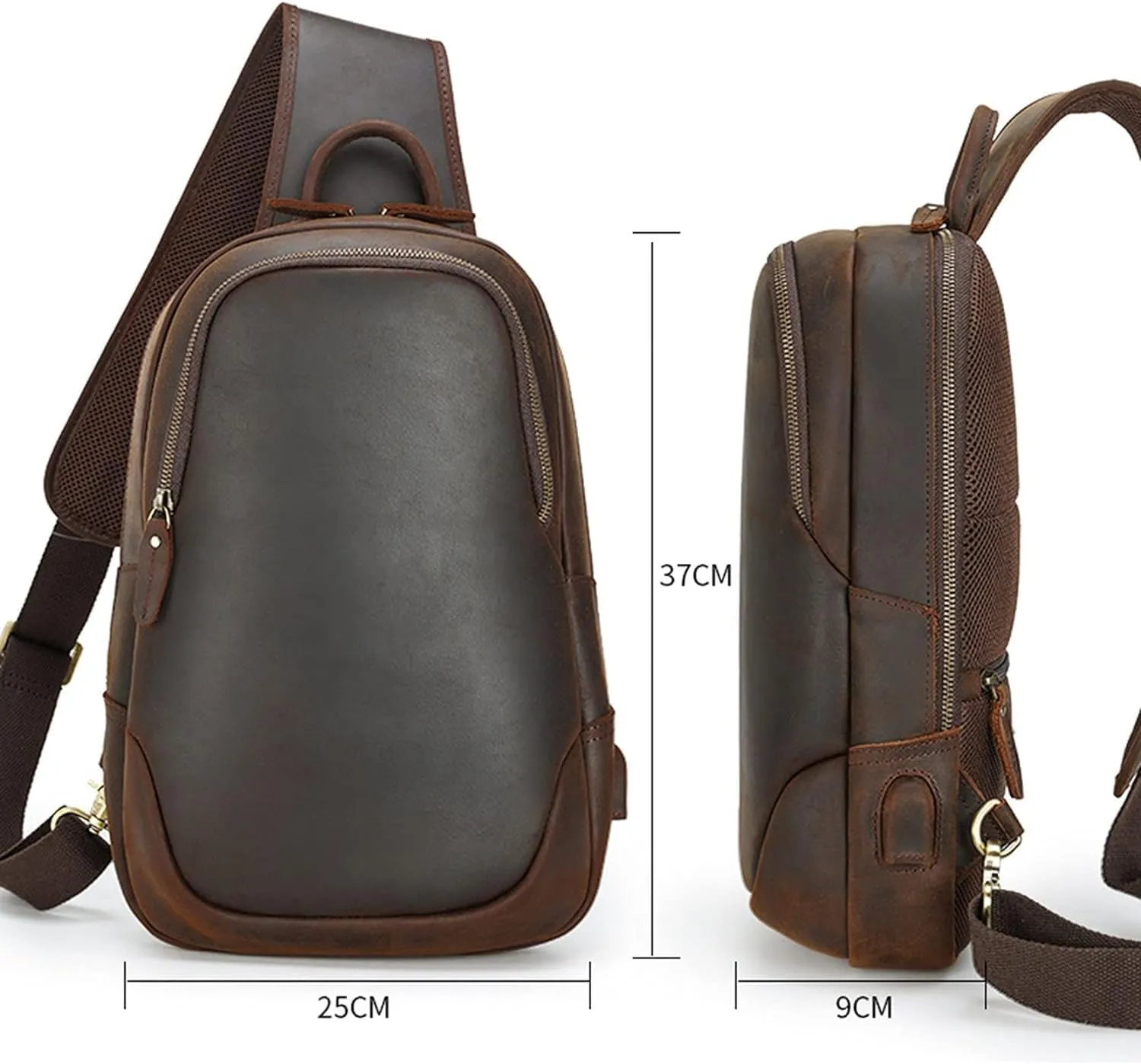 Anti Theft Chest Bag Leather Sling Bag Crossbody Shoulder Bag Chest Pack Daypack for Outdoor Sport Travel