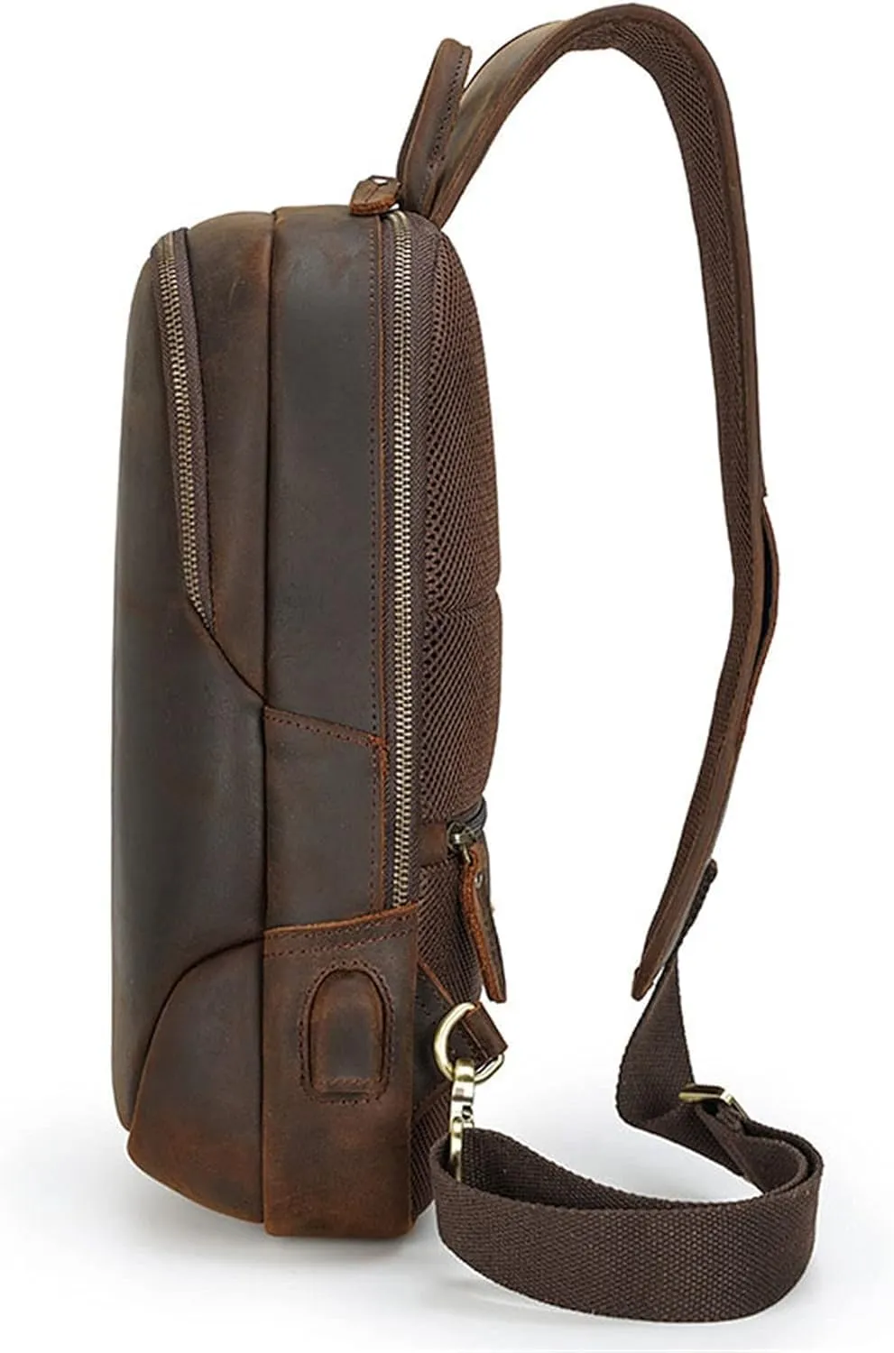 Anti Theft Chest Bag Leather Sling Bag Crossbody Shoulder Bag Chest Pack Daypack for Outdoor Sport Travel