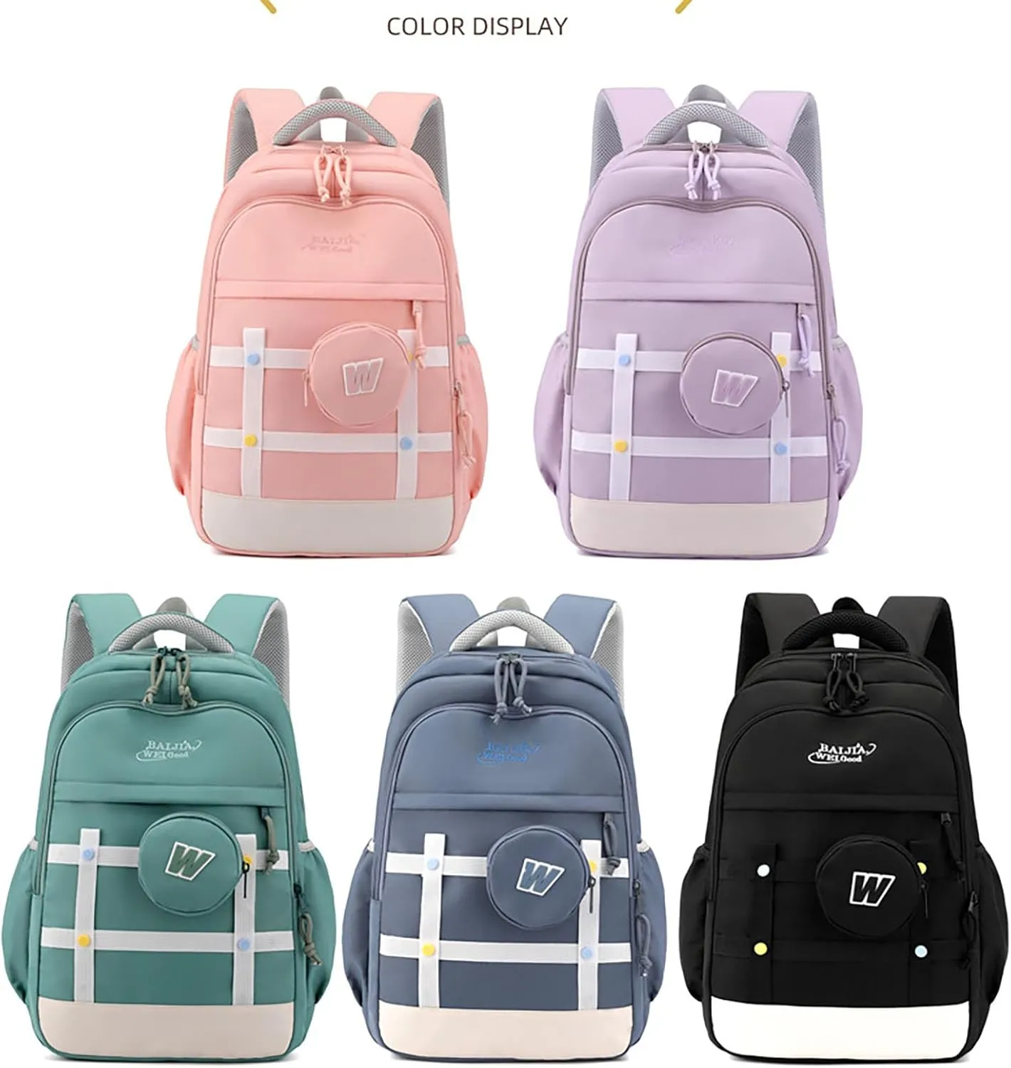 Anti-Theft College Backpack 15.6 Inch Waterproof Laptop Bag for Travel Campus Daypack (Pink)