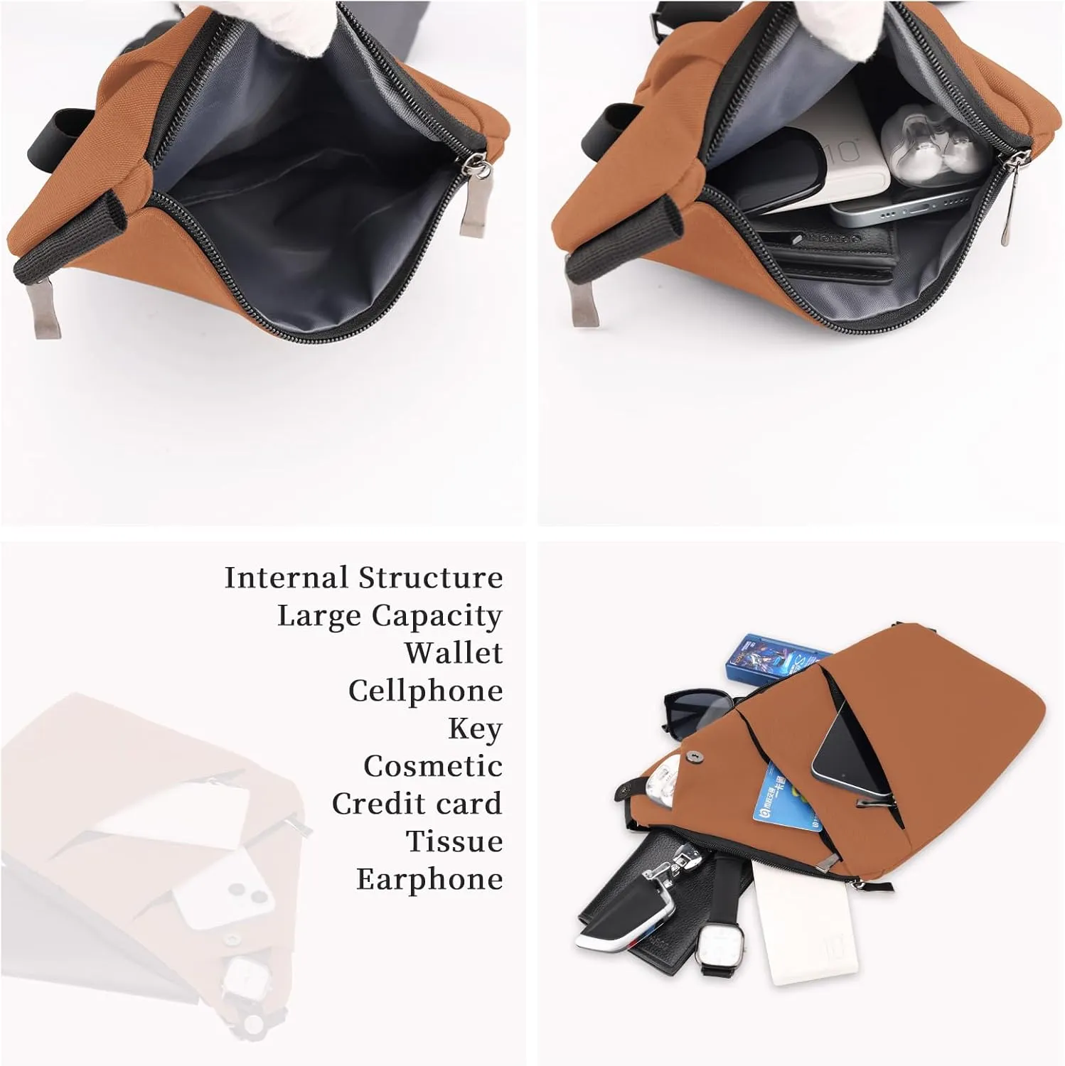 Anti Theft Crossbody Bag,Sling Bag for Women Men,Multi-pocket Chest Shoulder Bag for Travel, Sport, Work