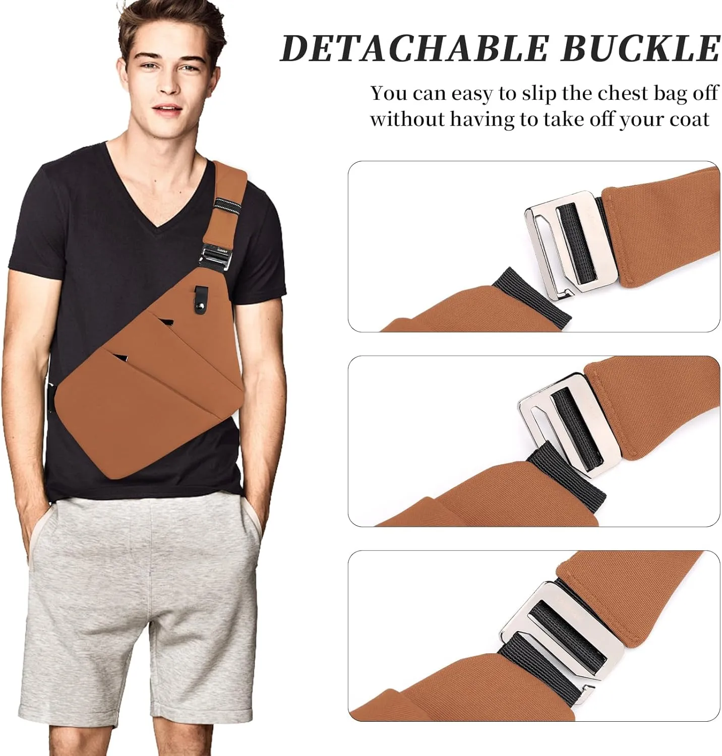 Anti Theft Crossbody Bag,Sling Bag for Women Men,Multi-pocket Chest Shoulder Bag for Travel, Sport, Work
