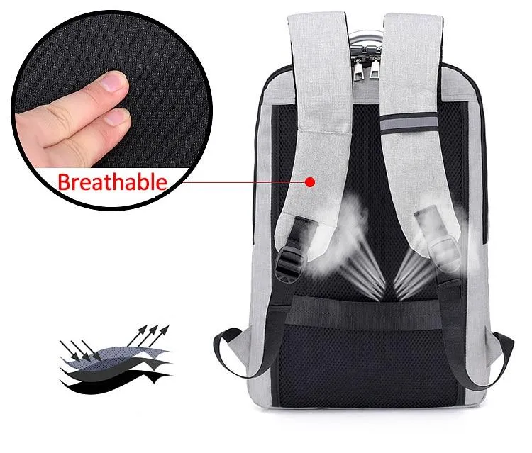 Anti-theft Password Lock Waterproof Backpack with USB Charging
