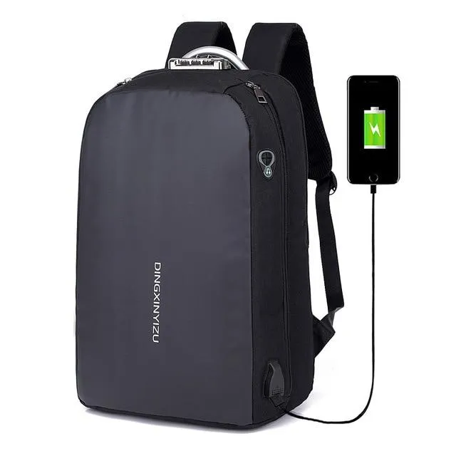 Anti-theft Password Lock Waterproof Backpack with USB Charging