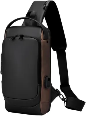 Anti-theft Sling Bag,New Carbon Fiber Anti-theft Sling Bag USB Charging Sport Sling Crossbody Bags For Man Travel (Gray)