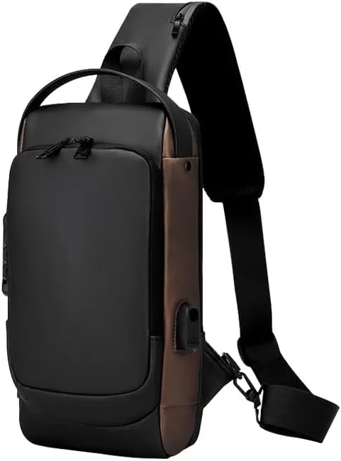 Anti-theft Sling Bag,New Carbon Fiber Anti-theft Sling Bag USB Charging Sport Sling Crossbody Bags For Man Travel (Gray)
