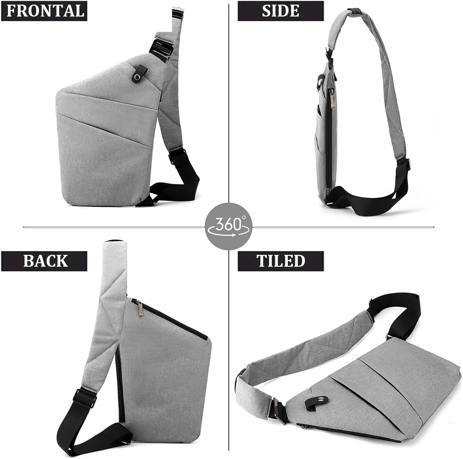 Anti Theft Travel Bag, Travel Purses Anti Theft Safe Slim Sling CrossBody Bag, Personal Flex Bag for Men&Women