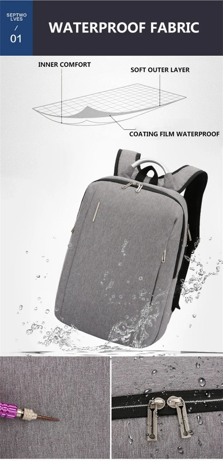 Anti Theft Waterproof Laptop Business Multi-function Backpack