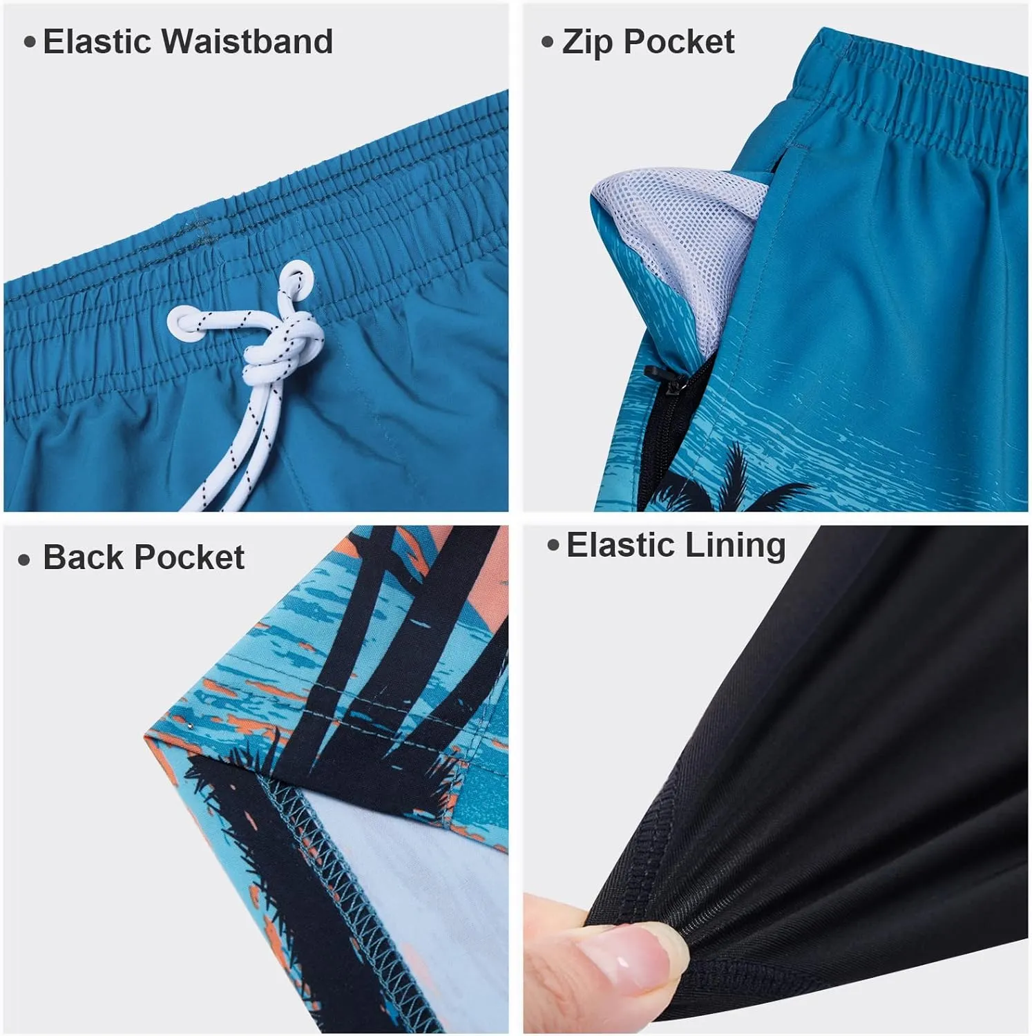 Arcweg Mens Swim Trunks with Compression Liner 2 in 1 9" Swimming Trunks Quick Dry Men's Swimwear for Surfing Summer Beach