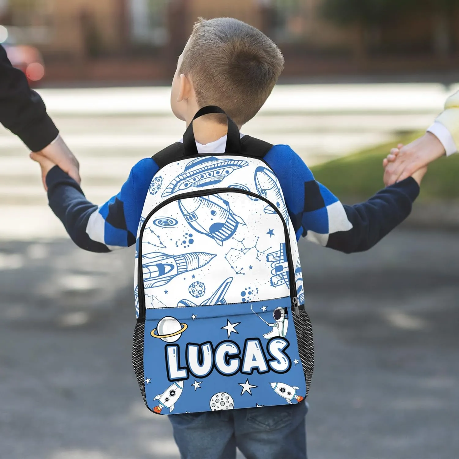 Artsadd Custom Kids Backpack for Boys Personalized School Backpack with Kid's Lunch Box Back to School Supplies for Kids Space BackPack for Primary School Students Children Travel Bookbag for School