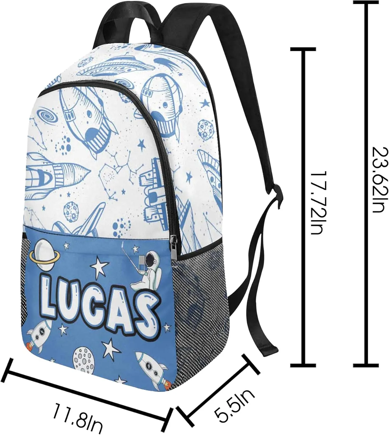 Artsadd Custom Kids Backpack for Boys Personalized School Backpack with Kid's Lunch Box Back to School Supplies for Kids Space BackPack for Primary School Students Children Travel Bookbag for School