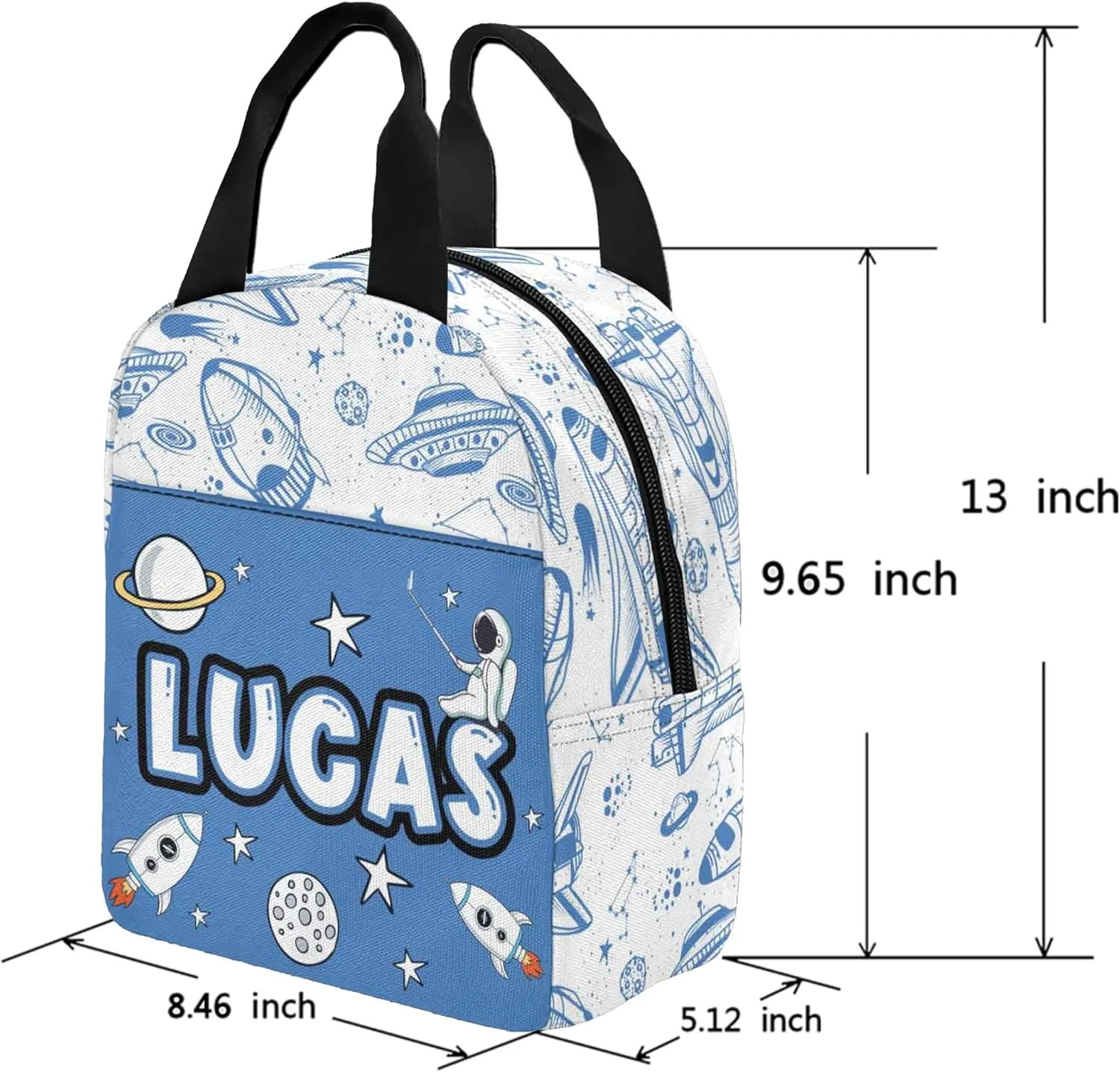 Artsadd Custom Kids Backpack for Boys Personalized School Backpack with Kid's Lunch Box Back to School Supplies for Kids Space BackPack for Primary School Students Children Travel Bookbag for School