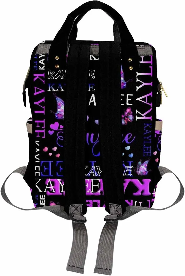 Artsadd Custom Name Diaper Bag Mommy Nappy Bags, Personalized Gradient Purple Love Handbags Large Capacity Multi-Function Nursing Bags for Outdoor Shopping Travel
