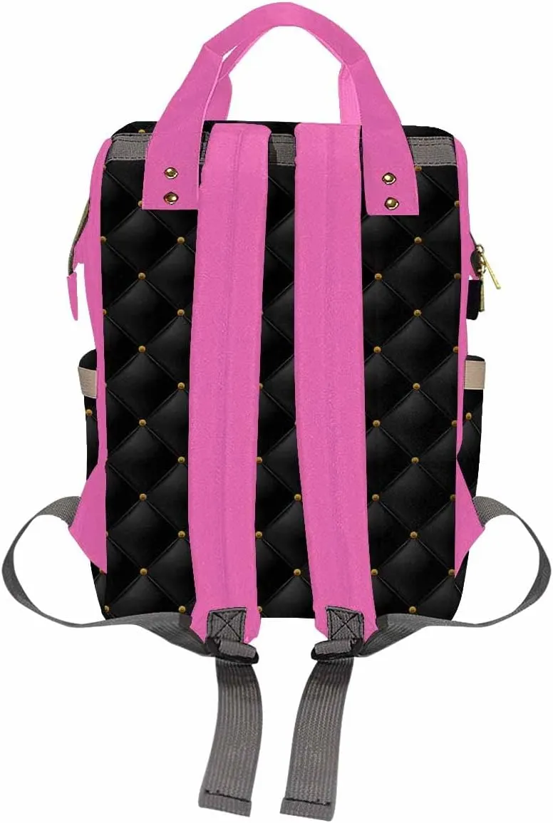 Artsadd Custom Name Diaper Bag Mommy Nappy Bags, Personalized Pink Crown Dots Handbags Large Capacity Multi-Function Nursing Bags for Outdoor Shopping Travel