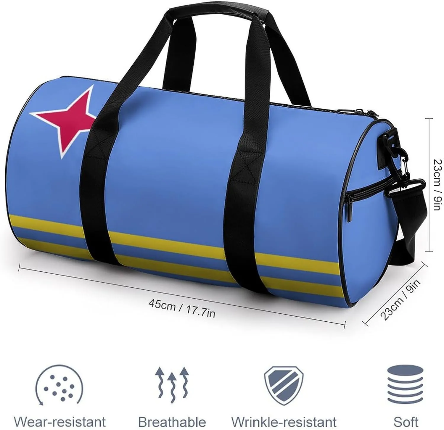 Aruba Flag Sports Gym Bag for Boys Girls with Wet Pocket Travel Duffel Tote