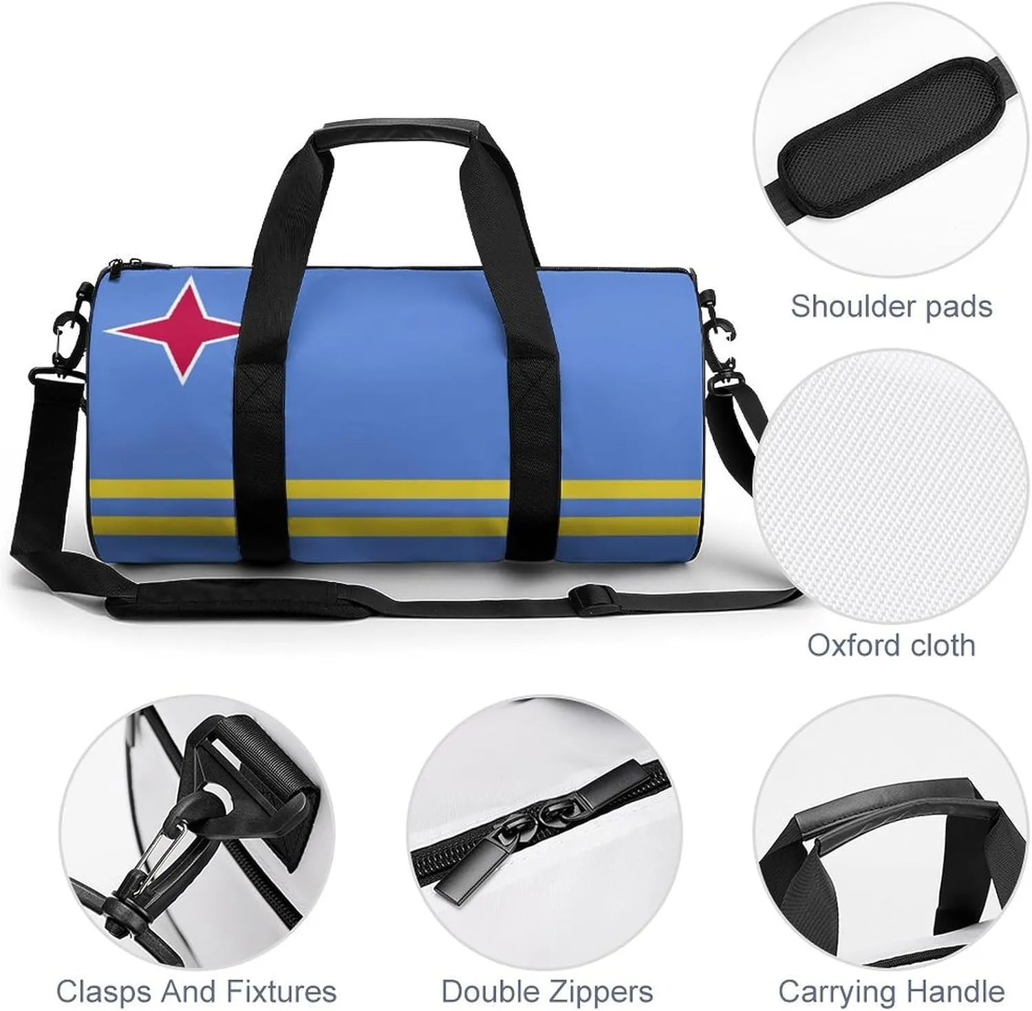 Aruba Flag Sports Gym Bag for Boys Girls with Wet Pocket Travel Duffel Tote