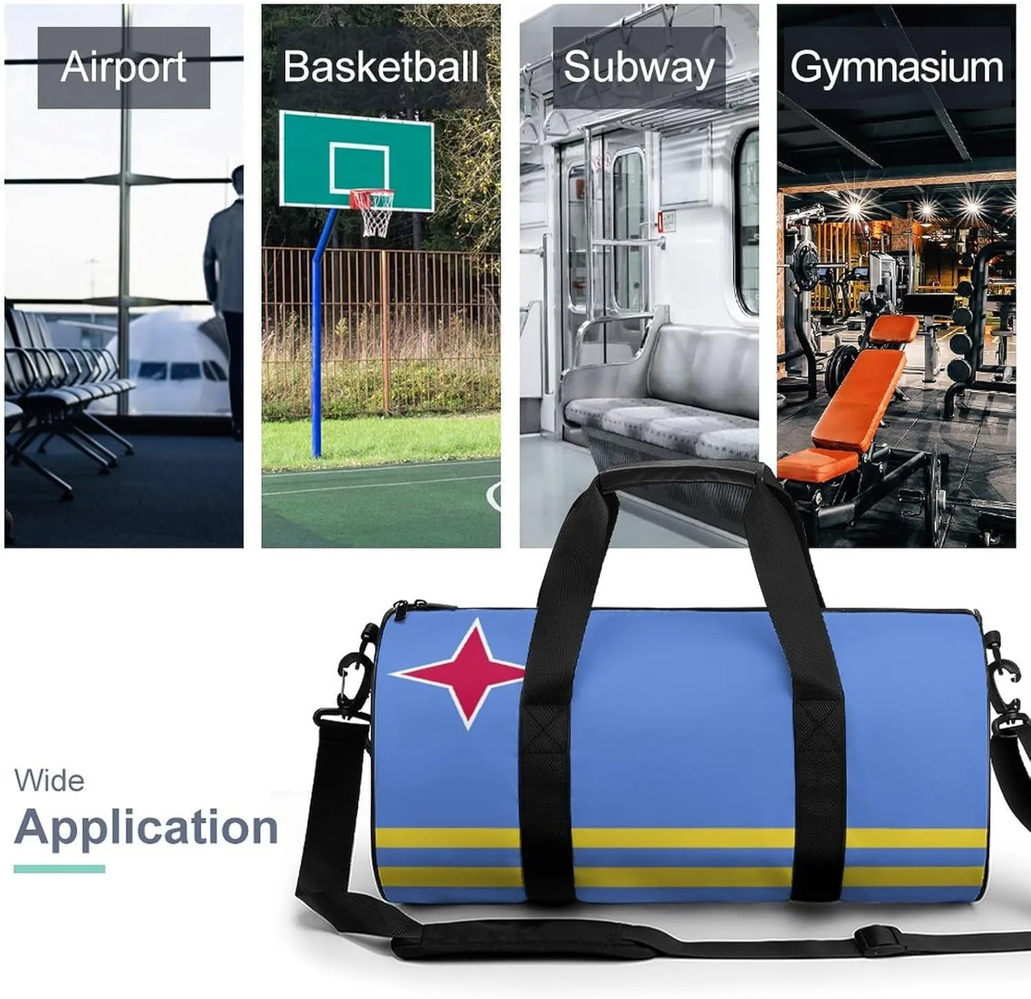 Aruba Flag Sports Gym Bag for Boys Girls with Wet Pocket Travel Duffel Tote