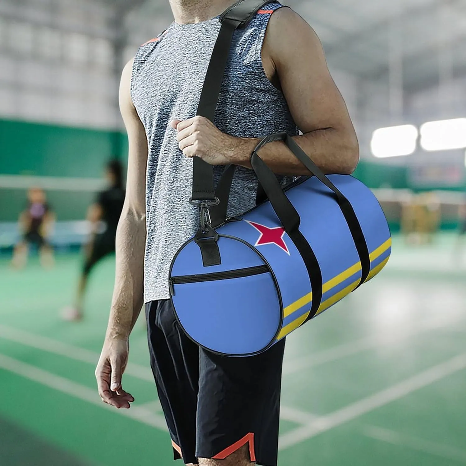 Aruba Flag Sports Gym Bag for Boys Girls with Wet Pocket Travel Duffel Tote
