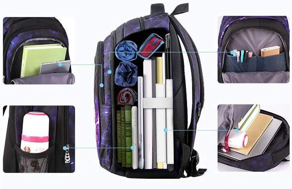 Asge Backpack for School Boys Backpacks for Kids Camo Bookbag for Middle School Bags Waterproof Travel Back Pack(Purple)