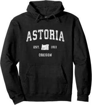 Astoria Oregon OR Vintage Athletic Sports Design Pullover Hoodie