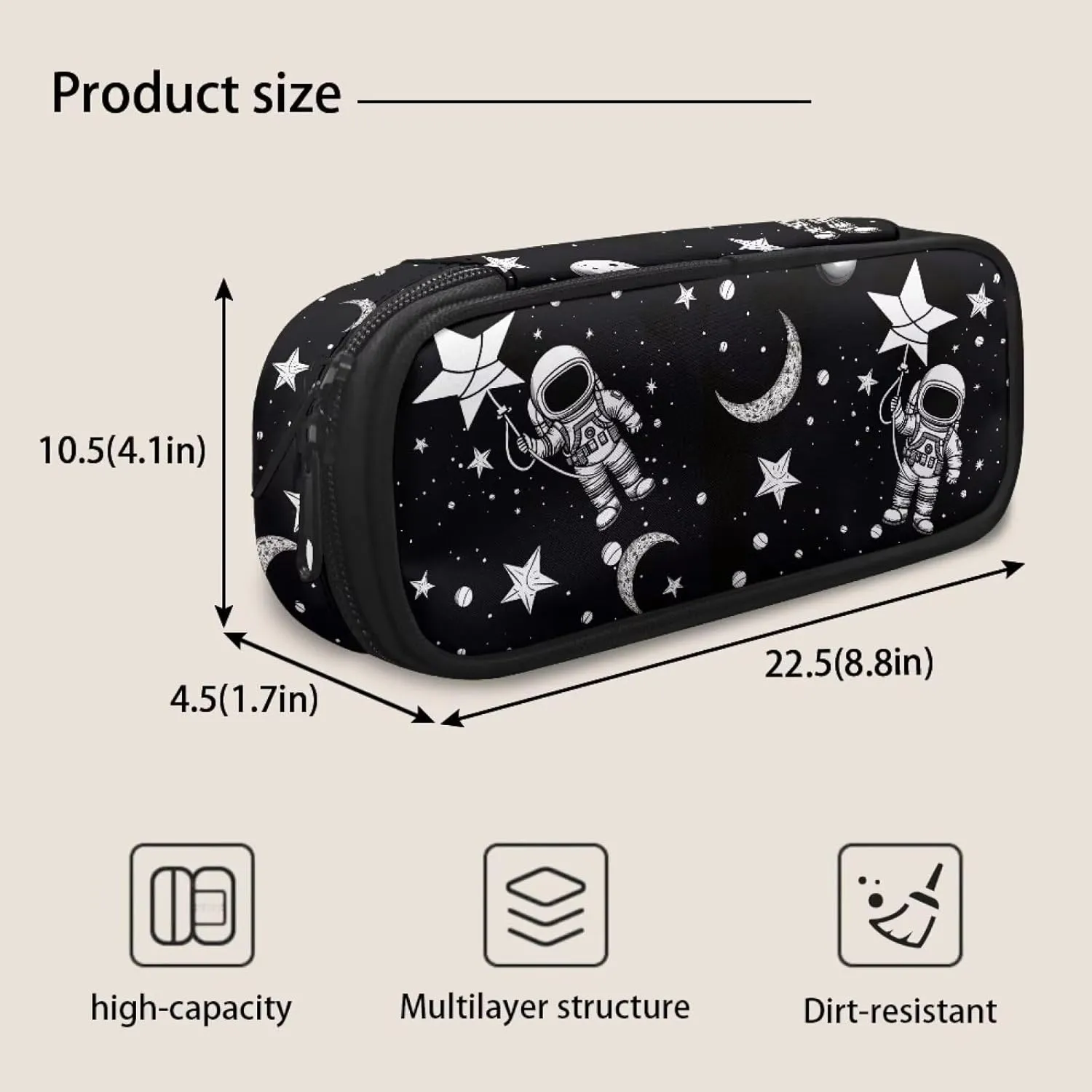 Astronauts and The Stars 3 Piece Backpack Set 17 Inch School Backpacks Girls Backpack with Lunch Bag and Pencil Case Kids 3 in 1 Bookbags School Bag Set