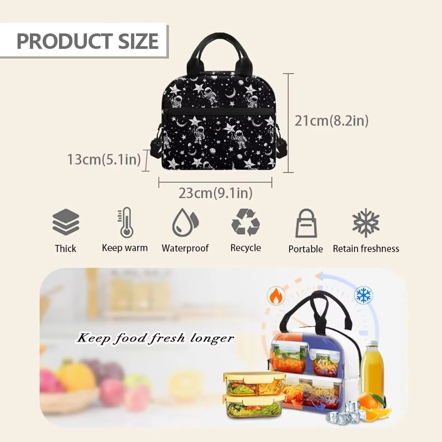 Astronauts and The Stars 3 Piece Backpack Set 17 Inch School Backpacks Girls Backpack with Lunch Bag and Pencil Case Kids 3 in 1 Bookbags School Bag Set