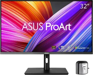 ASUS ProArt Display 32” 4K HDR Computer Monitor (PA32UCR-K) - IPS, 1000nits, ΔE < 1, 98% DCI-P3, 99.5% Adobe RGB, USB-C, HDMI, X-rite i1 Calibrator, Compatible with Laptop & Mac Monitor,BLACK