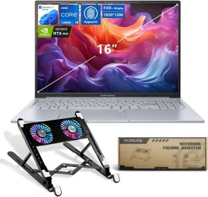 ASUS Vivobook Pro AI Copilot Business Laptop, 16" FHD , Intel Core i9-13900H, GeForce RTX 4050, 32GB RAM, 1TB SSD, Wi-Fi 6, Win 11 H, Silver, Bundle with PCO Notebook Folding Radiator, Laptop Cooler