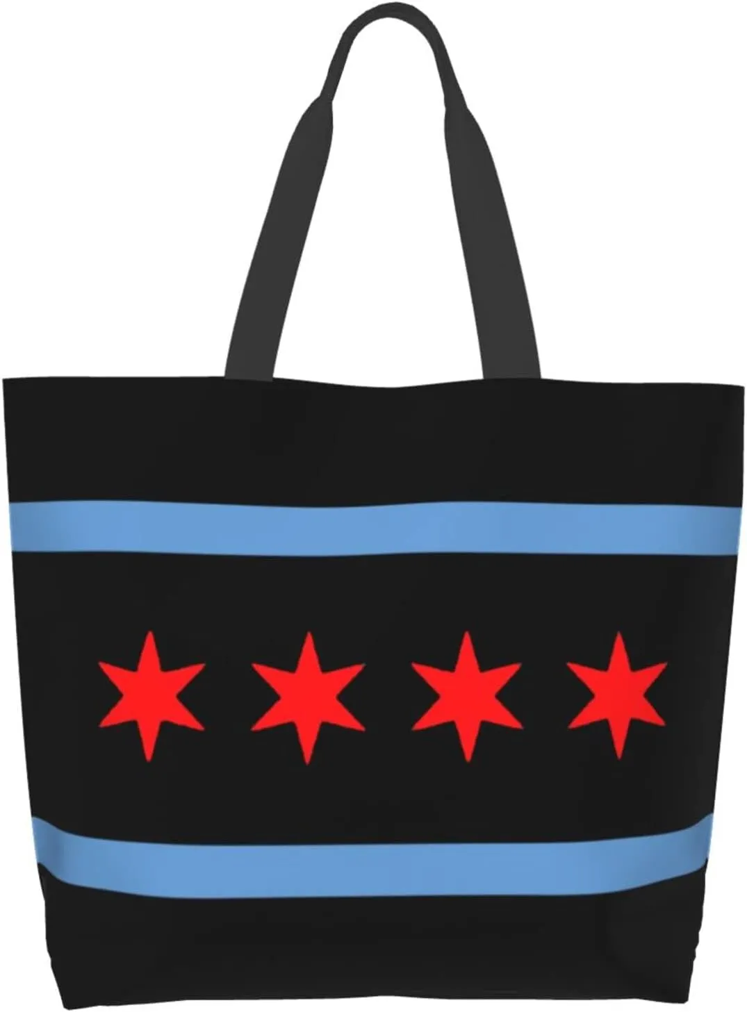 ASYG Chicago Shoulder Bag Chicago Flag Bags Storage Handle Shopping Bag Portable Chicago Bag