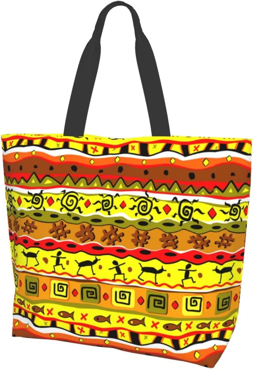 ASYG Egyptian Tote Shoulder Bag Hieroglyphs Bags Storage Handle Shopping Bag Portable Egypt Bag