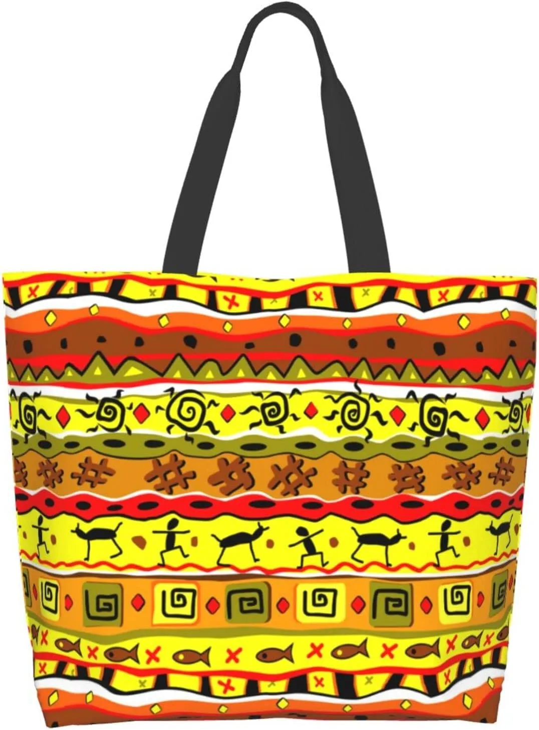 ASYG Egyptian Tote Shoulder Bag Hieroglyphs Bags Storage Handle Shopping Bag Portable Egypt Bag