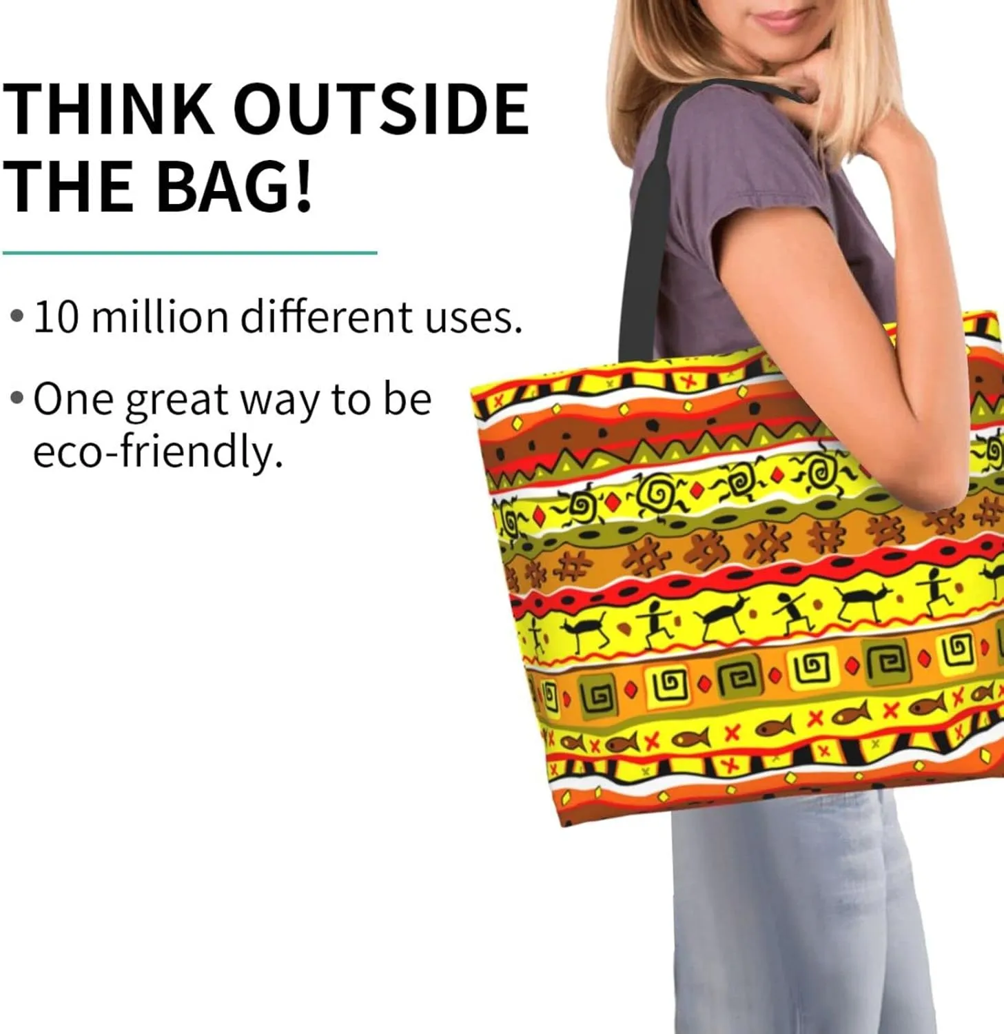 ASYG Egyptian Tote Shoulder Bag Hieroglyphs Bags Storage Handle Shopping Bag Portable Egypt Bag