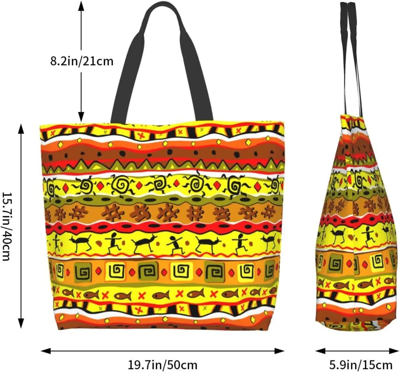 ASYG Egyptian Tote Shoulder Bag Hieroglyphs Bags Storage Handle Shopping Bag Portable Egypt Bag
