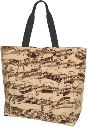 ASYG Music Tote Shoulder Bag Music Notes Bags Storage Handle Shopping Bag Portable Concert Bag