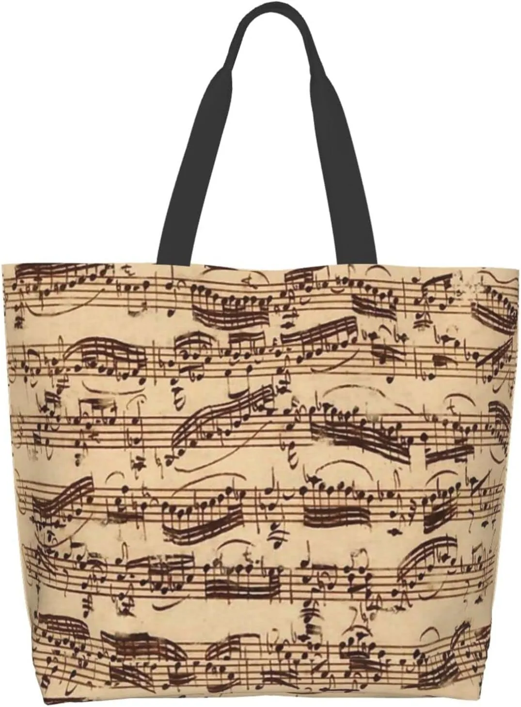 ASYG Music Tote Shoulder Bag Music Notes Bags Storage Handle Shopping Bag Portable Concert Bag
