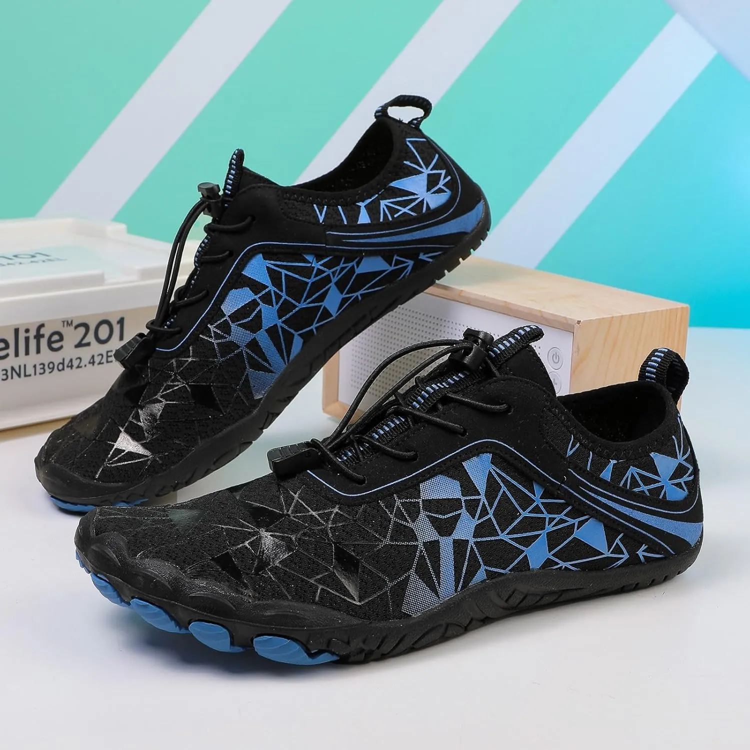 Athletic Hiking Water Shoes Womens Mens Quick Dry Barefoot for Beach Walking Kayaking Surfing Training Aqua Shoes with Comfy Cushion Sole Summer Wading Shoe with Adjustable Lace for Men Women