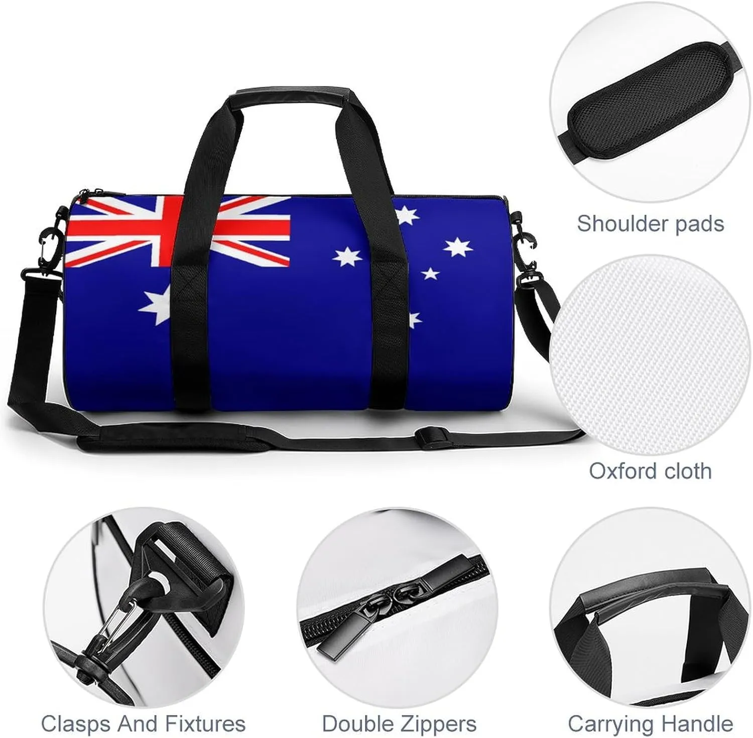 Australia Flag Sports Duffel Bag for Boys Girls with Dry Wet Separation Overnight Gym Bag