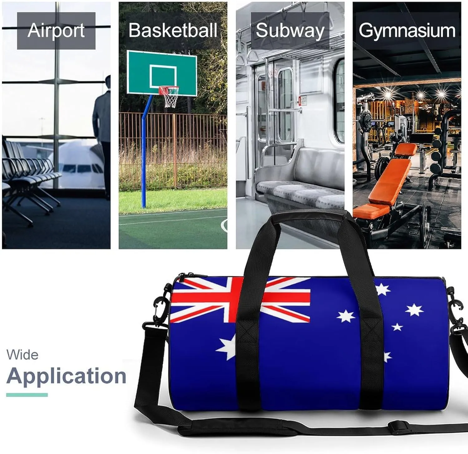 Australia Flag Sports Duffel Bag for Boys Girls with Dry Wet Separation Overnight Gym Bag