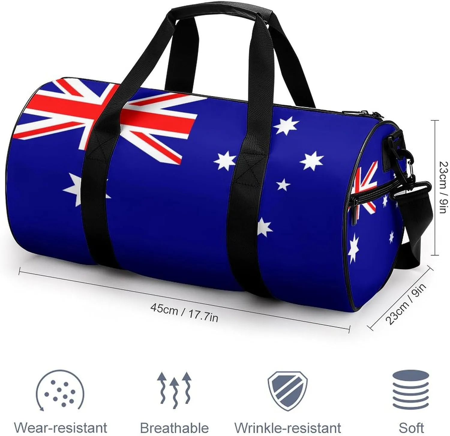 Australia Flag Waterproof Gym Bag with Dry Wet Separation for Men Women Sports Travel Weekender